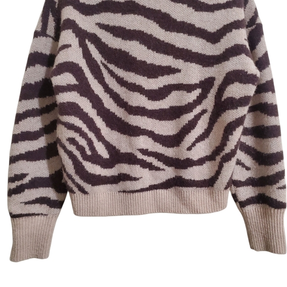 J.Crew Ribbed V-neck cardigan sweater in zebra stripe Knitted Wool Alpaca S - Picture 8 of 13